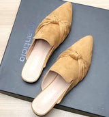 Female Simple Sewing Plain Shoes Outdoor Pointy Toe Slides Camel Blue Soft Sole Wide Fitting 48-33 2022 New Arrivals De Mujer