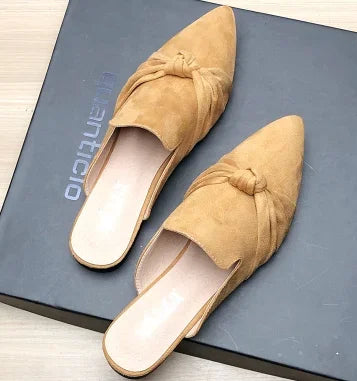 Female Simple Sewing Plain Shoes Outdoor Pointy Toe Slides Camel Blue Soft Sole Wide Fitting 48-33 2022 New Arrivals De Mujer