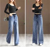 Winter Wide Leg Denim Pants Women Thicken Plush Velvet Lined High Waist Jeans Lace Up Warm Baggy Straight Vaqueros Pantalones
