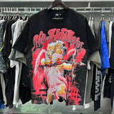 Oversized Rhinestone Cotton Crew Neck T-Shirt