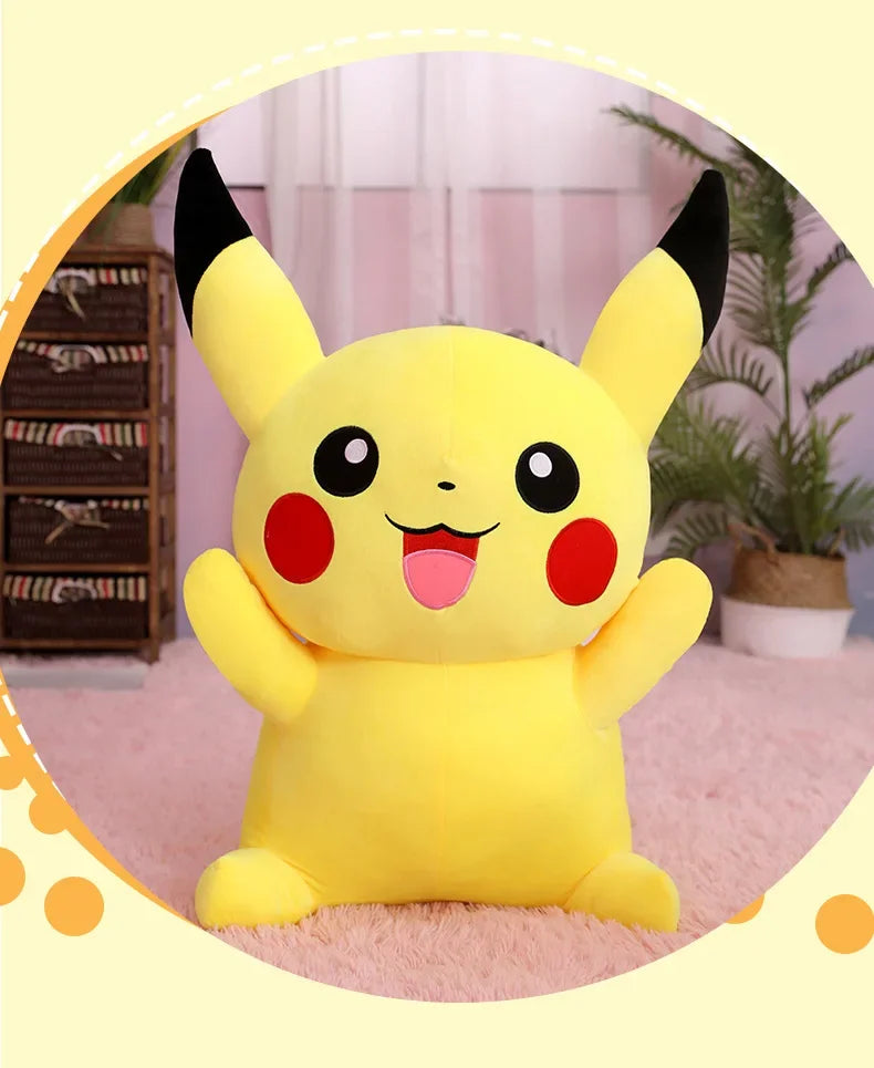 25/45/55/65CM Pokemon Pikachu Plush Doll Japanese Cartoon Animal Stuffed Toy Kawaii Pikachu Ornaments Sofa Cushion Plushies Gift
