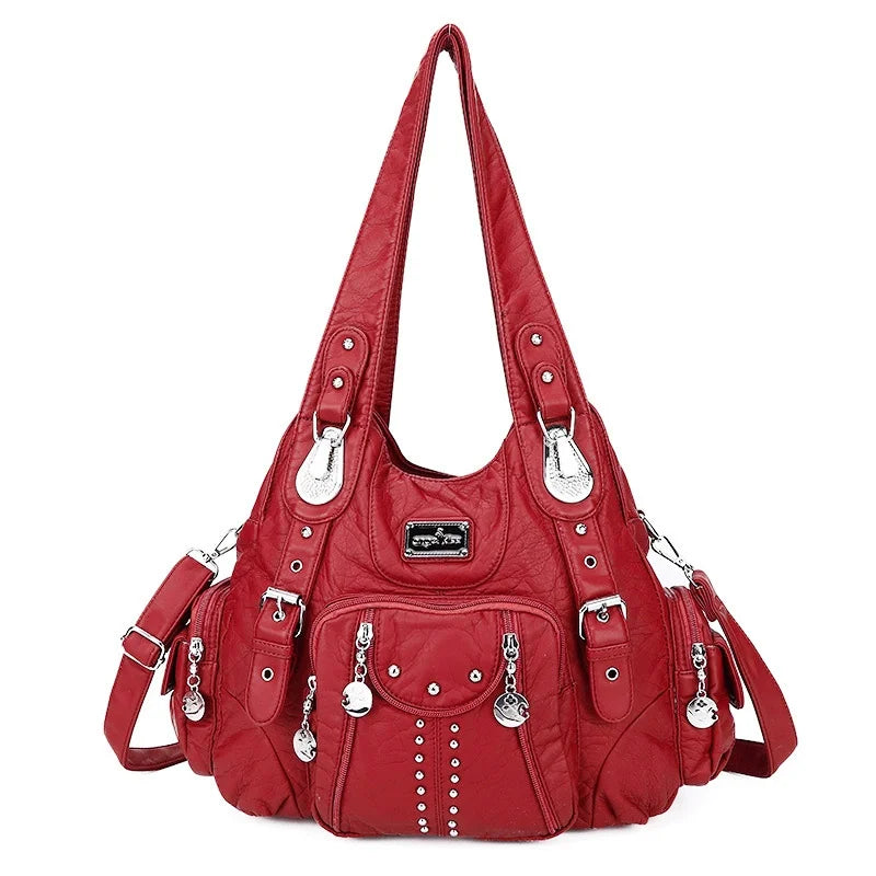 Vintage Women Bag Large Handbags Satchel Top-handle PU Shoulder Bag Vintage Dumpling Pack Multi-pockets Shoulder Bags Purse