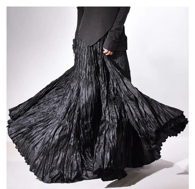 Elegant High-Waist Pleated Maxi Skirt for Women