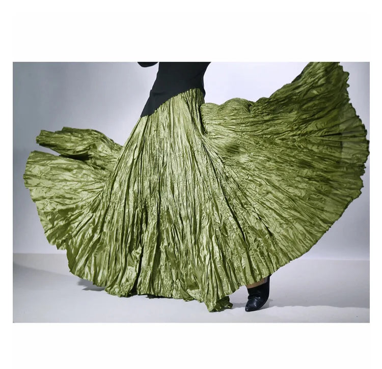 Elegant High-Waist Pleated Maxi Skirt for Women