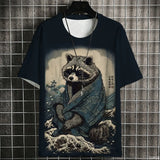 Japanese Samurai Cat Men's Anime T-Shirt – Summer 3D Print Tee