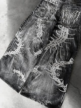Y2K Retro Centipede Embroidered Oversized Wide-Leg Gothic Jeans