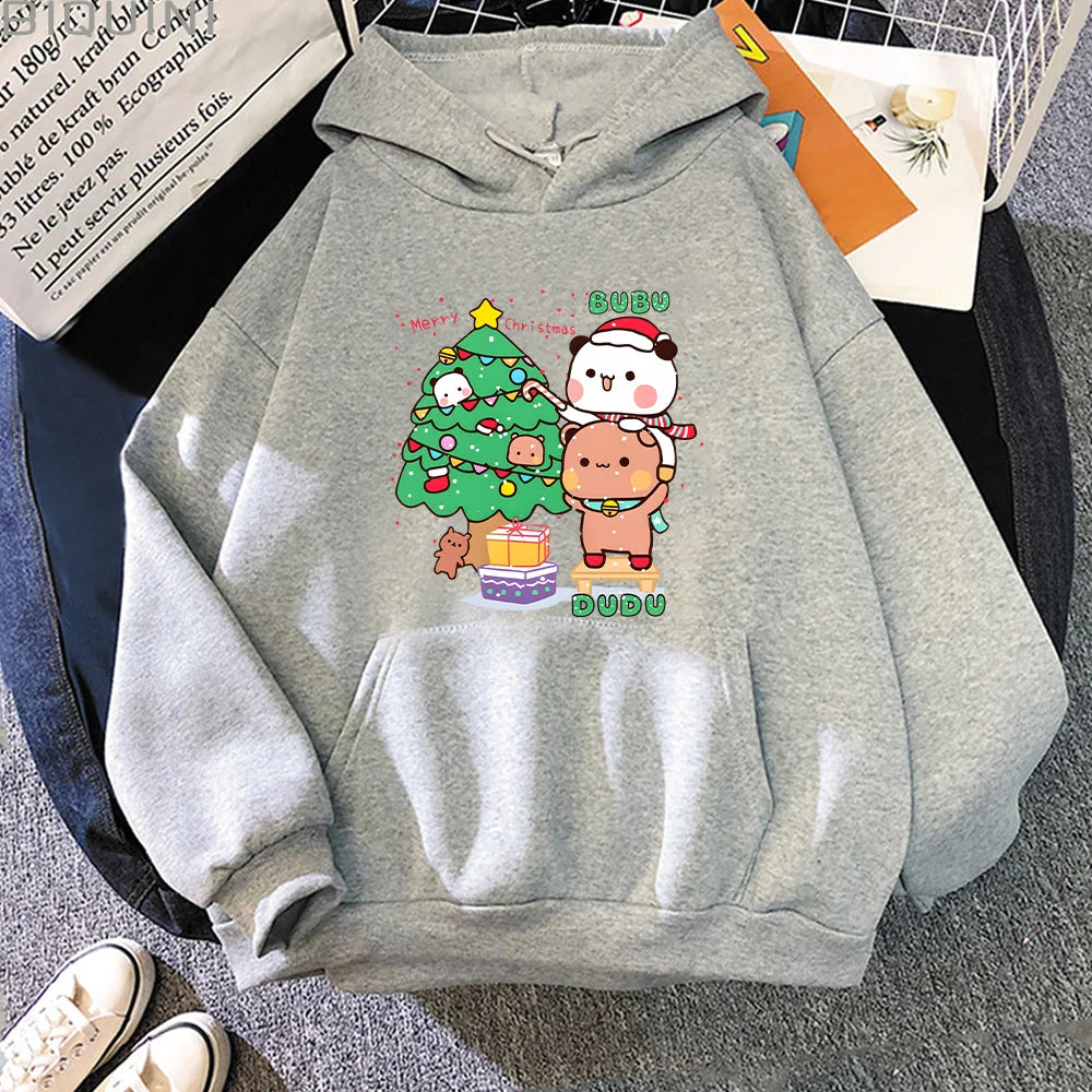 Bubu Dudu Cute Cartoon Printed Fleece Hoodie - Unisex Hip Hop Loose Streetwear