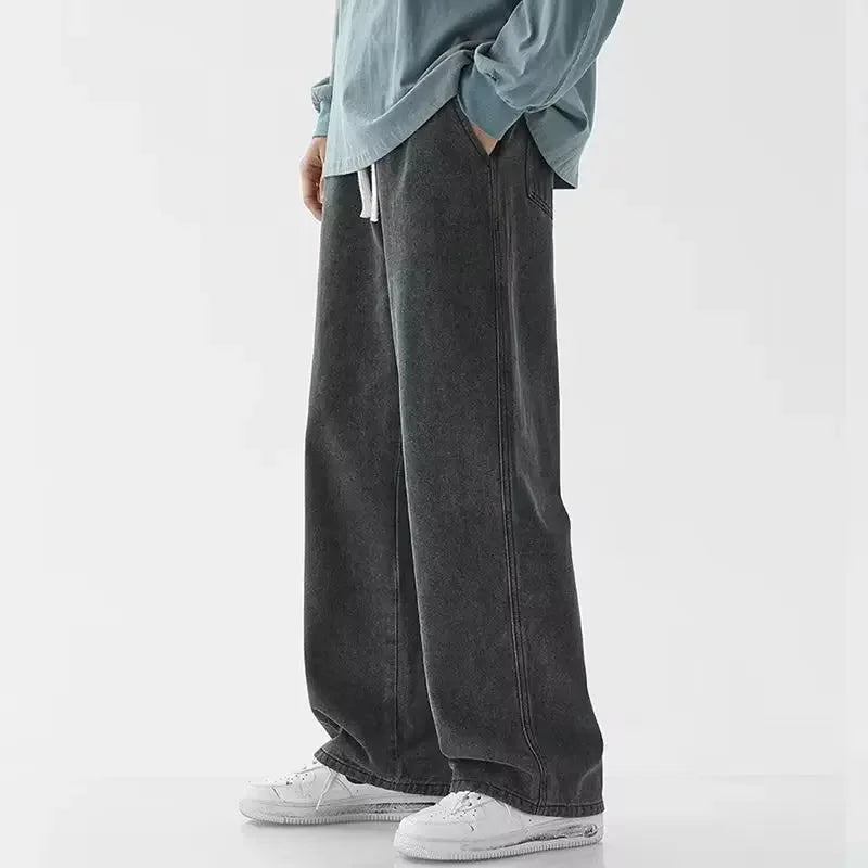 Men's Wide Leg Drawstring Jeans