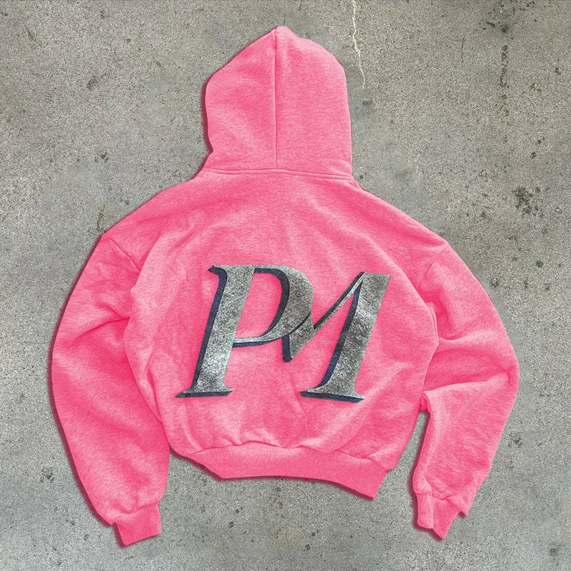 Y2K Graphic Zip-Up Hoodie for Everyday Street Style