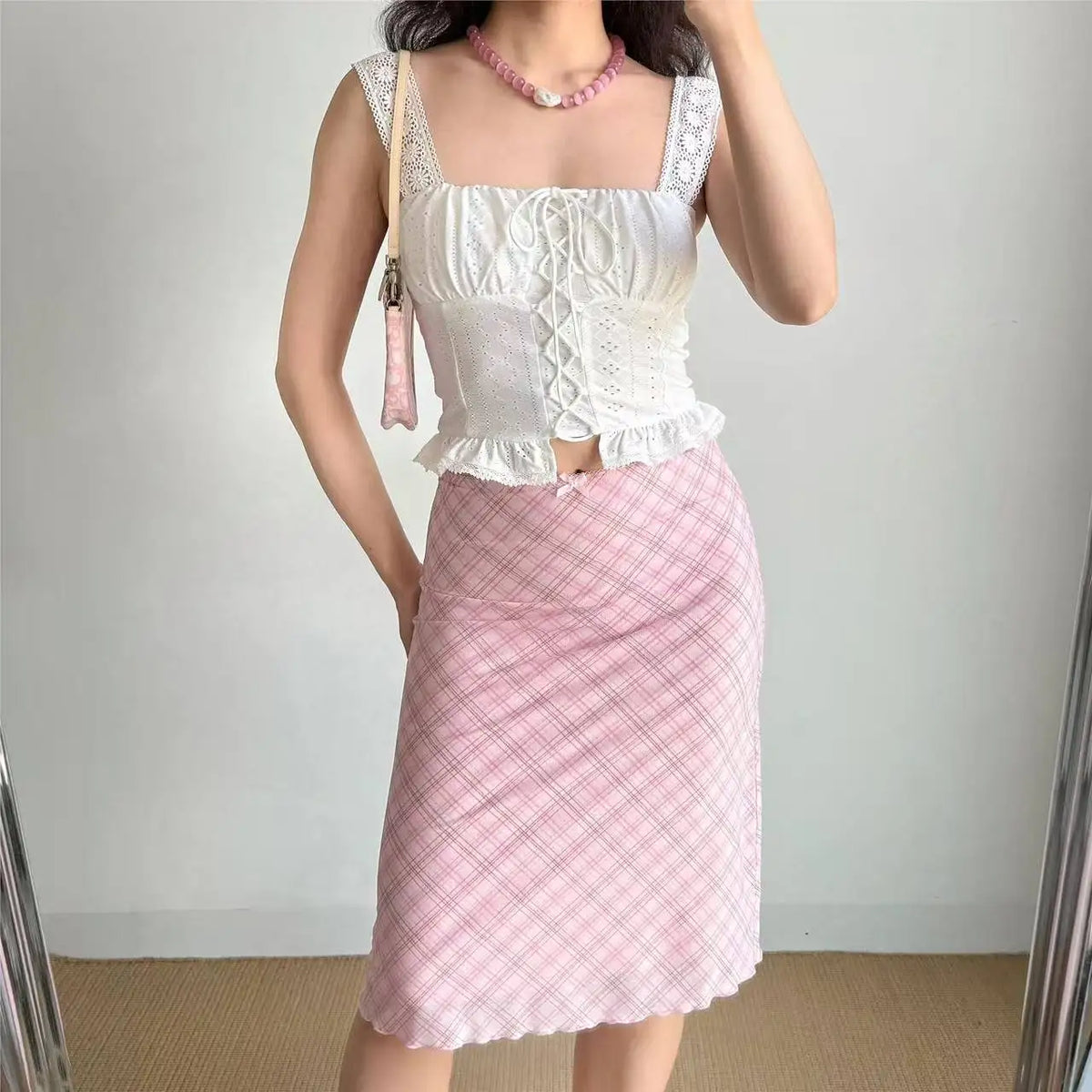 Vintage High-Waist Pleated A-Line Skirt