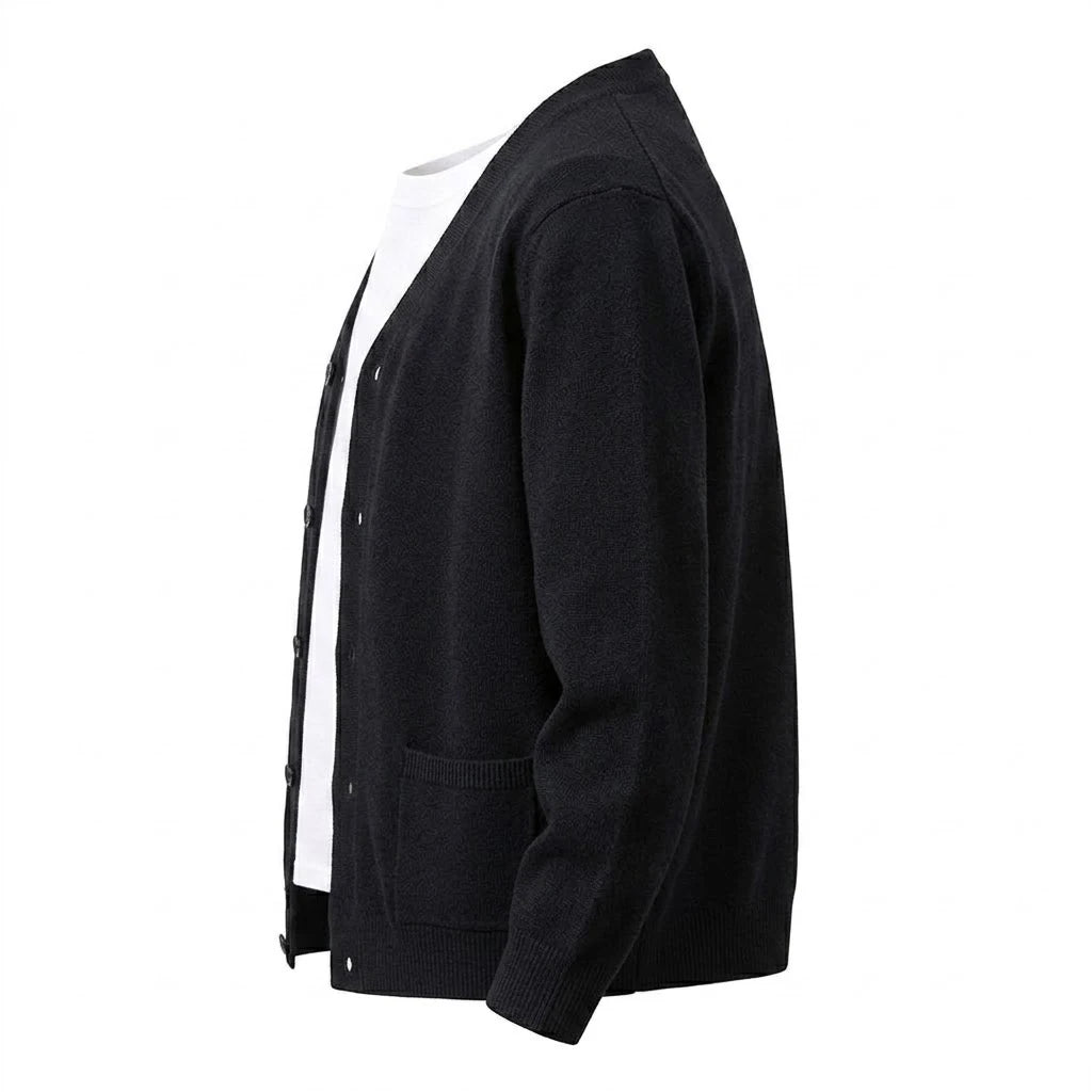 Men’s V-Neck Button Cardigan with Pockets