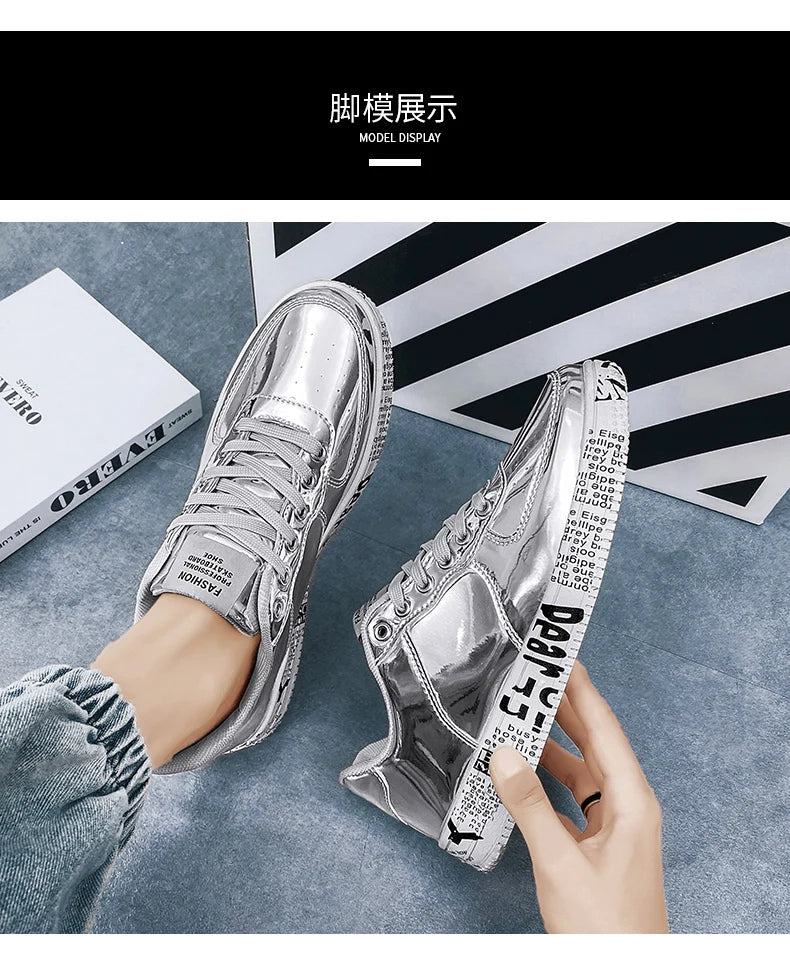 Men's Glitter Lace-Up Streetwear Sneakers