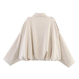 Women's Suede Bomber Jacket – Elegant Oversized Coat