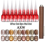 AS 9pcs Cat Eye Magnetic Moonlight Gel Nail Polish Set 15ml Sparkle White Silver Water Light Red UV Gel Nail Art Manicure Vernis