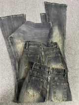 Women's Vintage Wide-Leg Flare Jeans – Black Grey