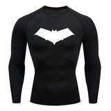 Summer Casual Run Compression T-Shirt Men Tops Bat Print Quick-Dry Fitness Gym Sportswear MMA Rashguard Jersey Workout Tee Male