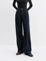 FSLE Straight High Waist Jeans for Women Winter Solid Simple All-match 2025 New Long and Short Versatile Pants Korean Style