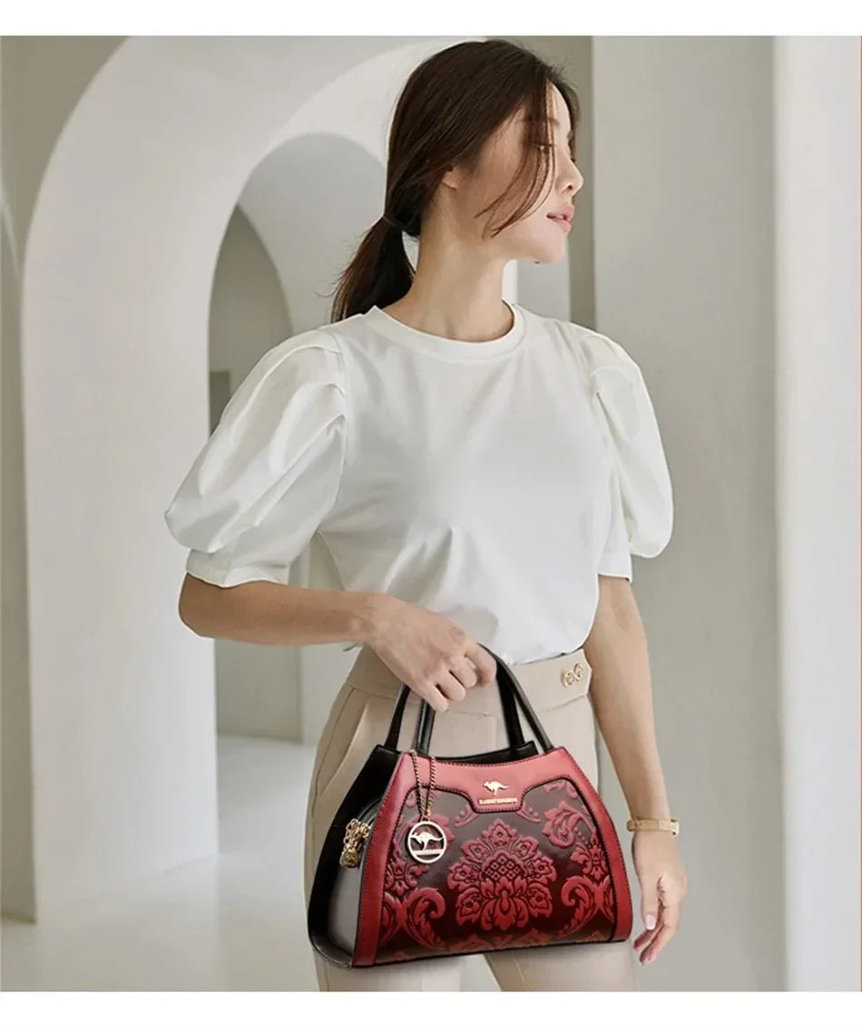 Luxury Handbag Fashion Print Large Capacity Soft Leather Women Shoulder Crossbody Bag Leisure Designer Ladies Purses and Handbag