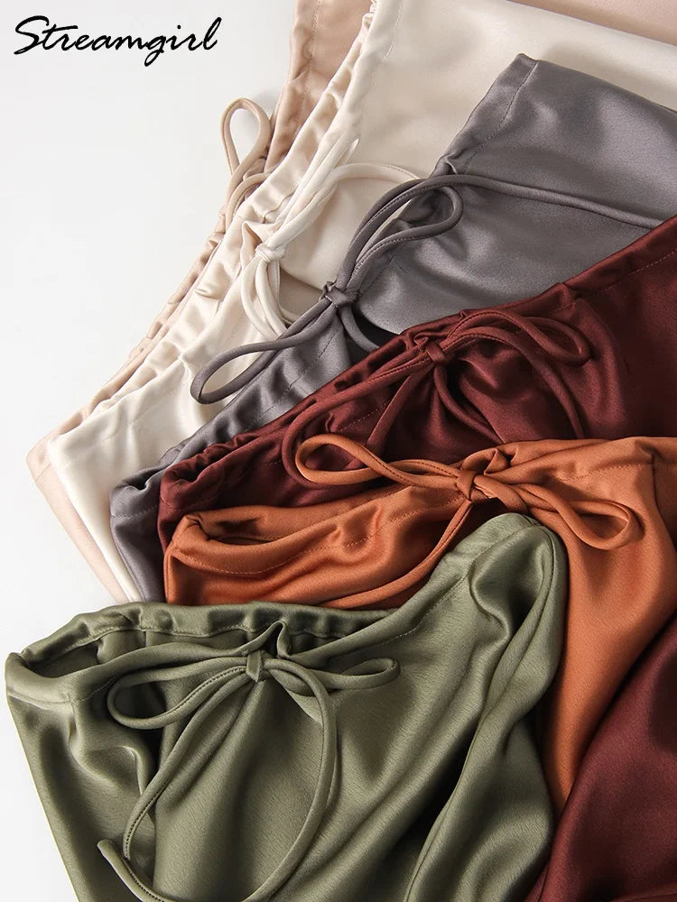 Women's Satin Maxi Skirt – Elegant Ankle-Length