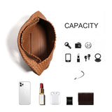 2025 Women Bag Luxury PU Leather Handbag Lady Fashion Handmade Knitting Tote Female Hand-woven Basket Shoulder Bag with Purse