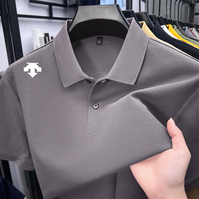 Men's Luxury Cotton Polo | Geometric Print Summer Shirt