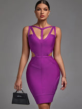 Women's Purple Bandage Bodycon Cut-Out Dress