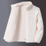 Women's Fleece Zip-Up Jacket with Embroidered Stand Collar