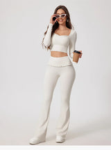Premium Women’s 2-Piece Yoga & Gym Set – Long Sleeve Quick-Dry Sportswear