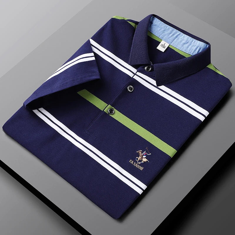 Men's Striped Cotton Polo Shirt | Casual Summer Style