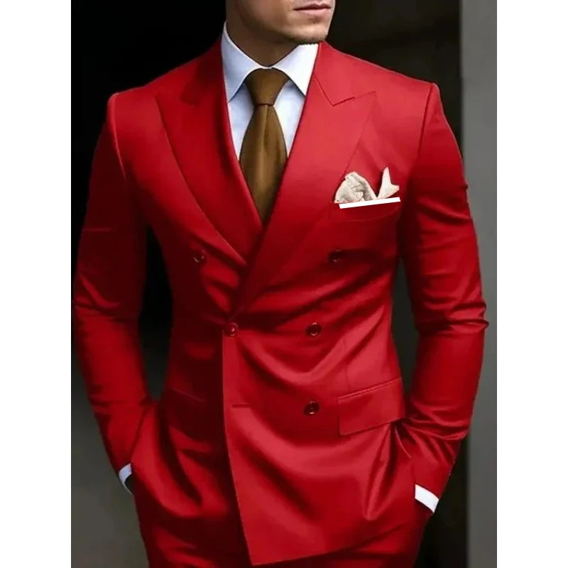 Men’s Double-Breasted Suit for Weddings & Business