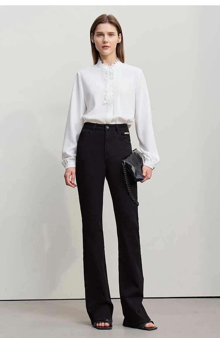 Amii Flared Jeans Autumn 2026 New Commuter Style Casual Versatile Women's Pants Solid Color Denim Trousers For Women 12621032
