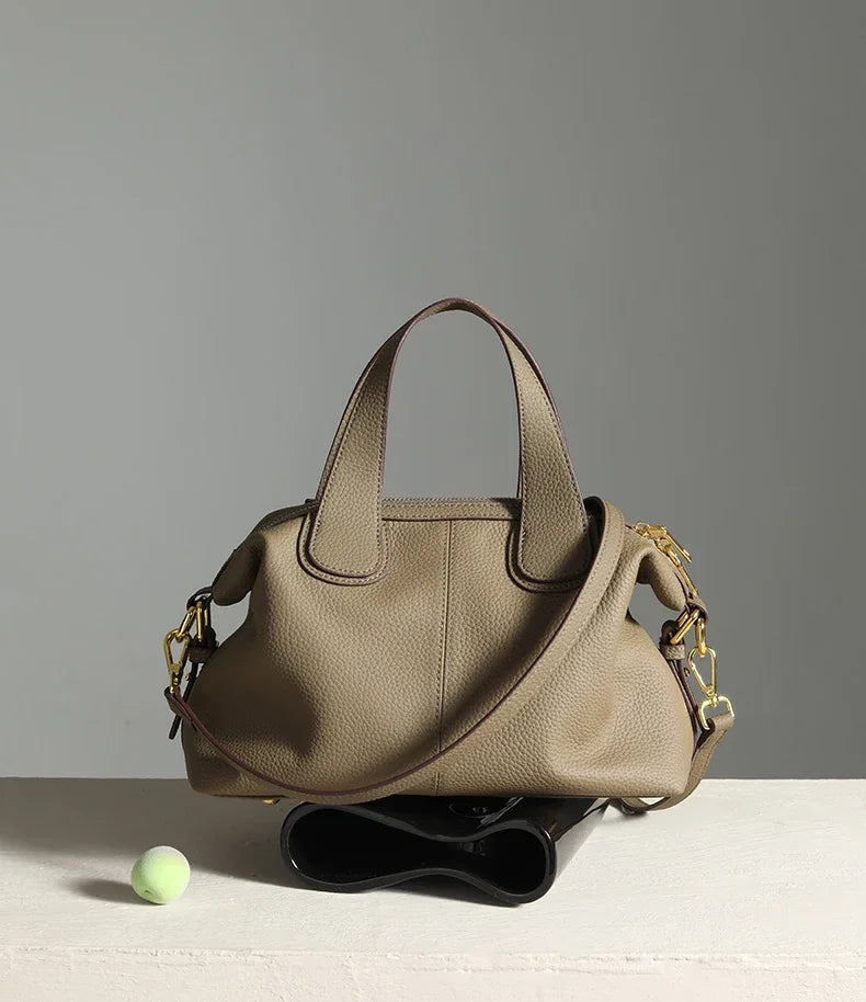 Women's Natural Cow Leather Bag Female Retro Cowhide Crossbody Bags Ladies Large Capacity Shoulder Bag for Middle aged Women