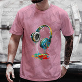 Men’s Hip Hop Melting Headset Graphic Oversized Tee