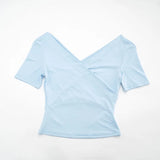 2026 New Women Cross V Neck Slim Waist Top Fashion Ins Style Top