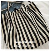 Female Casual Multifunctional Travel Top-handle Handbag Large Capacity Canvas Women Shopper Tote Simple Striped Shoulder Bag2025