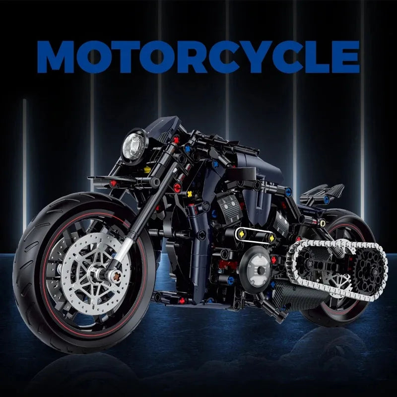New 1:8 Night Racer Motorbike Building Blocks Sets MOC Bricks Motorcycle Model Christmas Gifts for Boys Kids Children 623pcs