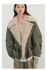 Women's Retro Motorcycle Cotton Jacket - Warm Winter Coat