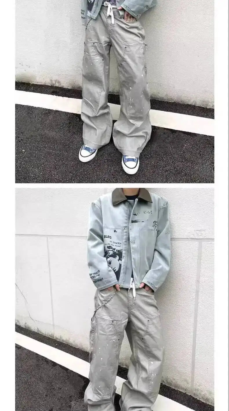 PFNW 2025 Autumn Men's Jeans Loose Long Pants Korea Fashion High Street Solid Color Male Wide Leg Trousers 28W9729