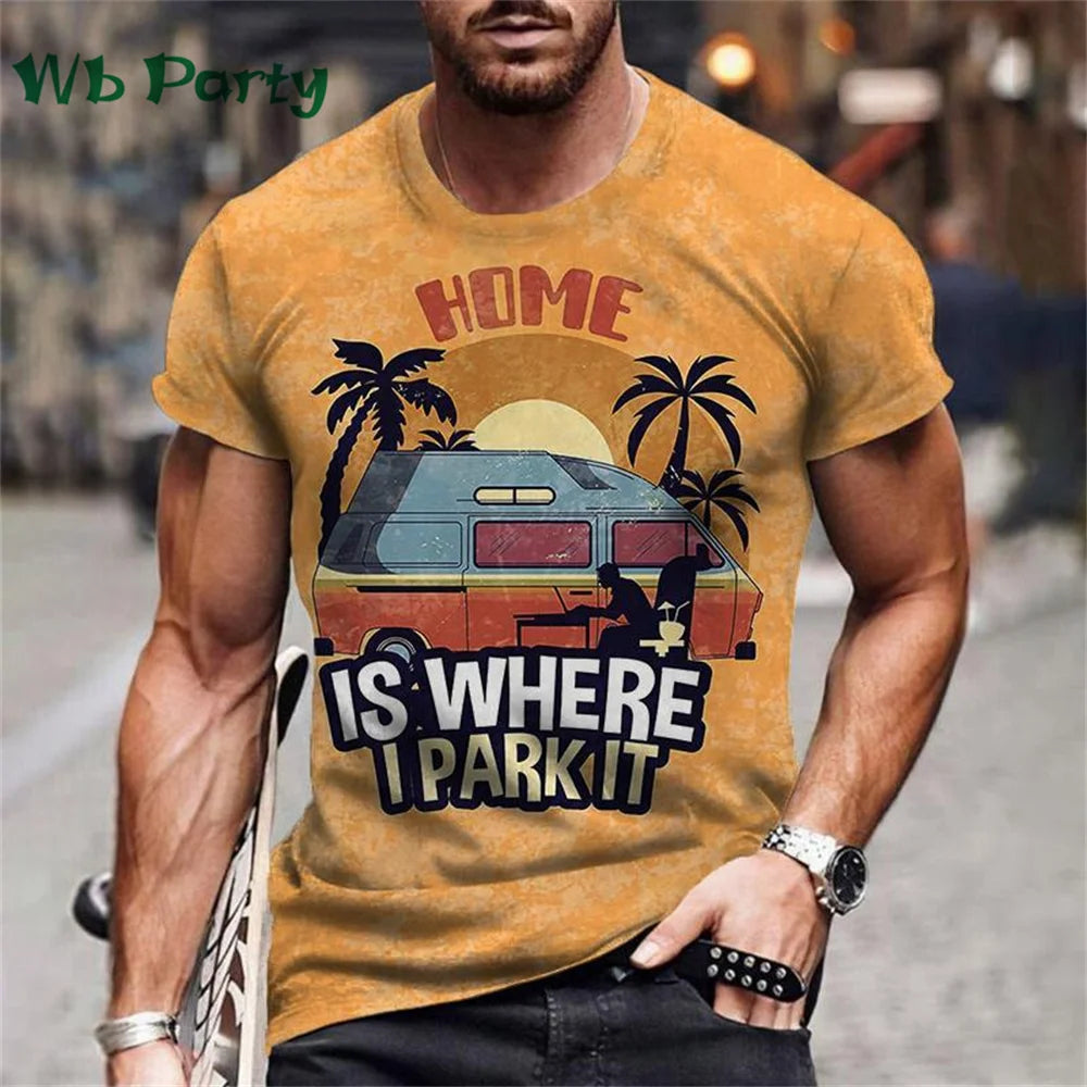 Vintage Route 66 Biker Print Men's Graphic Tee