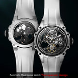 MEGIR Skeleton Dial Automatic Mechanical Watch Men Stainless Steel Case Waterproof Luminous Sport Wristwatch with Silicone Strap