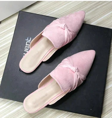 Female Simple Sewing Plain Shoes Outdoor Pointy Toe Slides Camel Blue Soft Sole Wide Fitting 48-33 2022 New Arrivals De Mujer