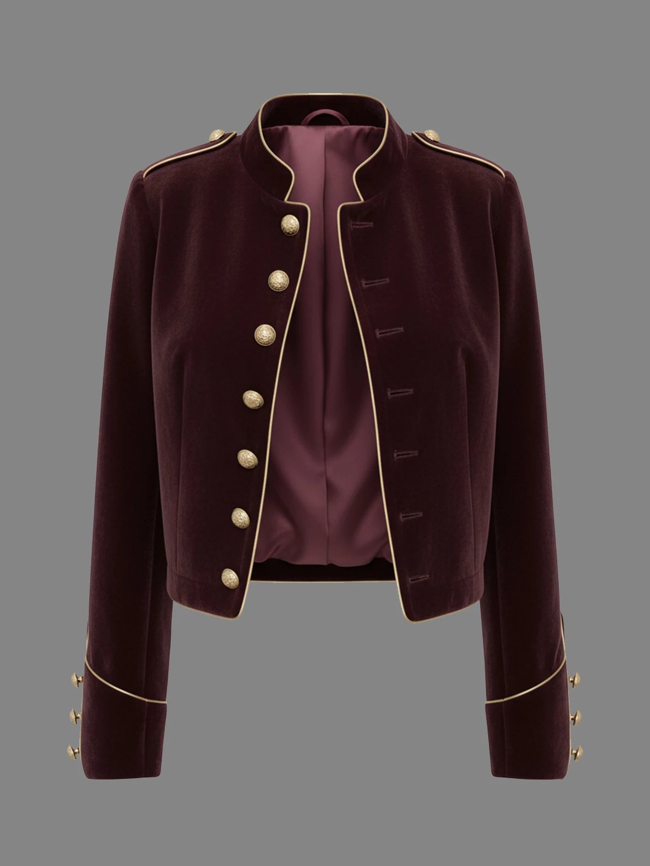 Modigirl Women's Velvet Wine Red Jackets 2025 Autumn Winter Coat Long Sleeves Stand Collar Buttoned Casual Outerwear for Woman