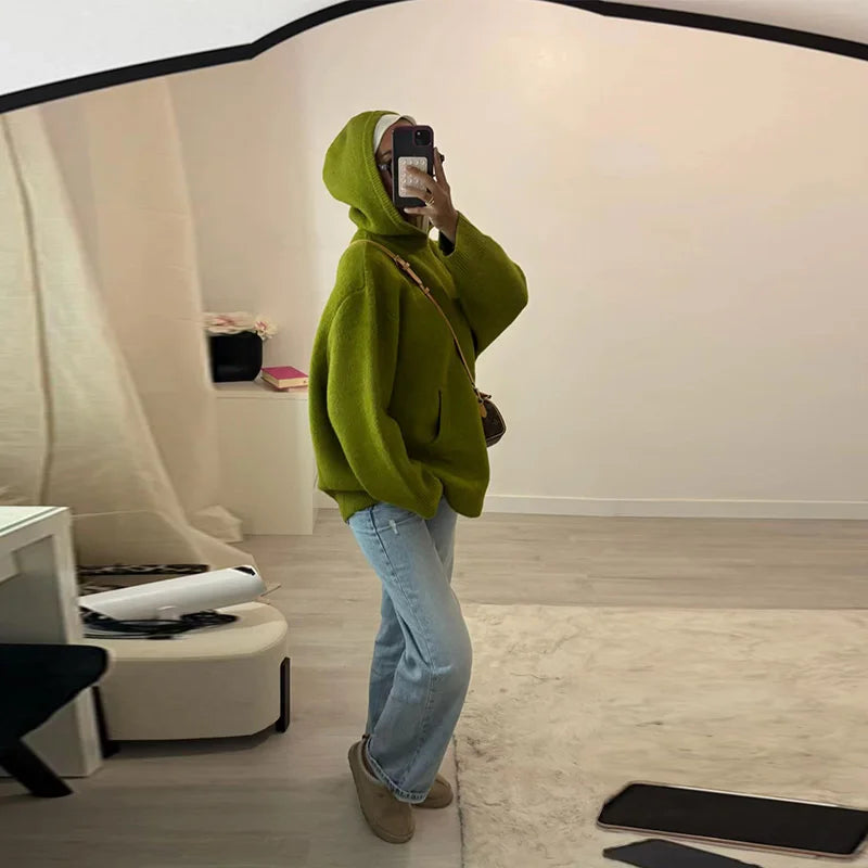 Women's Relaxed Hooded Pullover Sweater