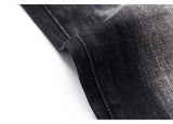 Men's Slim-Fit Distressed Black Grey Denim Jeans