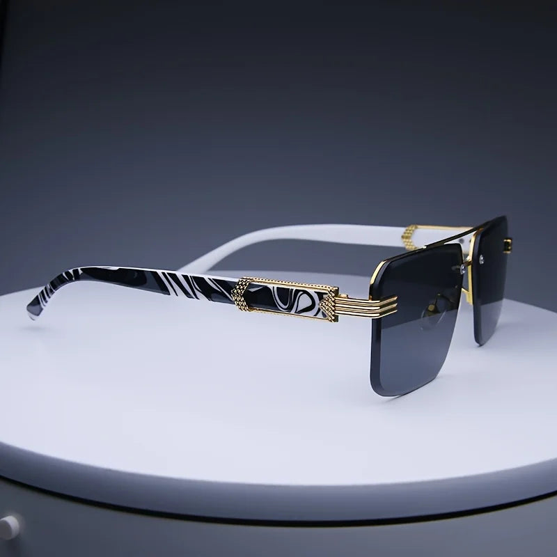 Rimless Rectangle Sunglasses – UV400 Unisex Shades