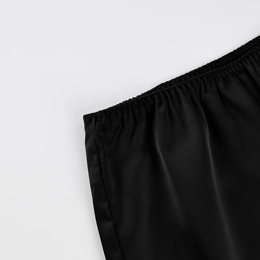 Elegant High-Waist Satin Mini Skirt