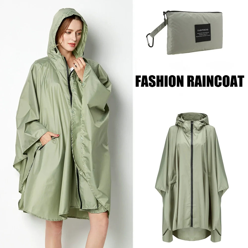 Women's Elegant Waterproof Poncho Raincoat – All Sizes