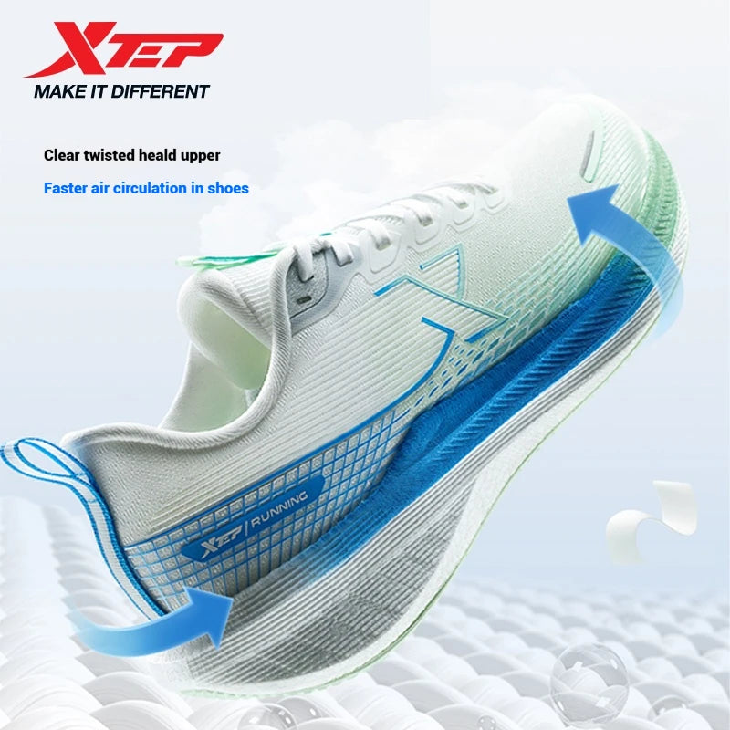 Xtep Kunpeng Running Shoes for Men 2025 Summer Shock-absorbing Rebound Lightweight Breathable Mesh Sport Shoes 875219110025
