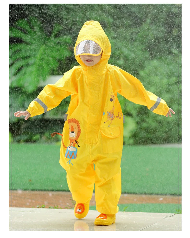 Kids Waterproof Hooded Rainsuit – Boys & Girls