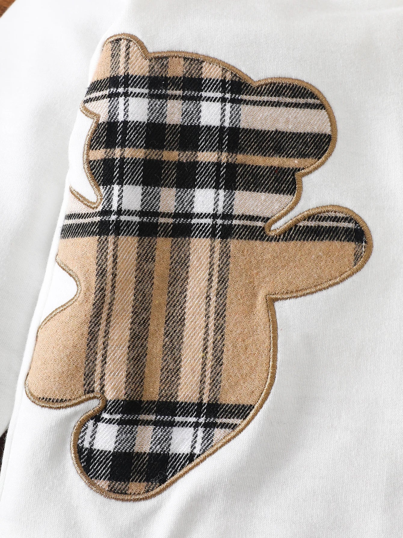 Baby Boy Cartoon Bear Hoodie & Plaid Joggers Set